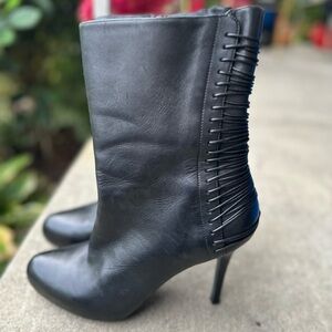 Cole Haan Air Maria Sharapova Black Leather Boots Stiletto